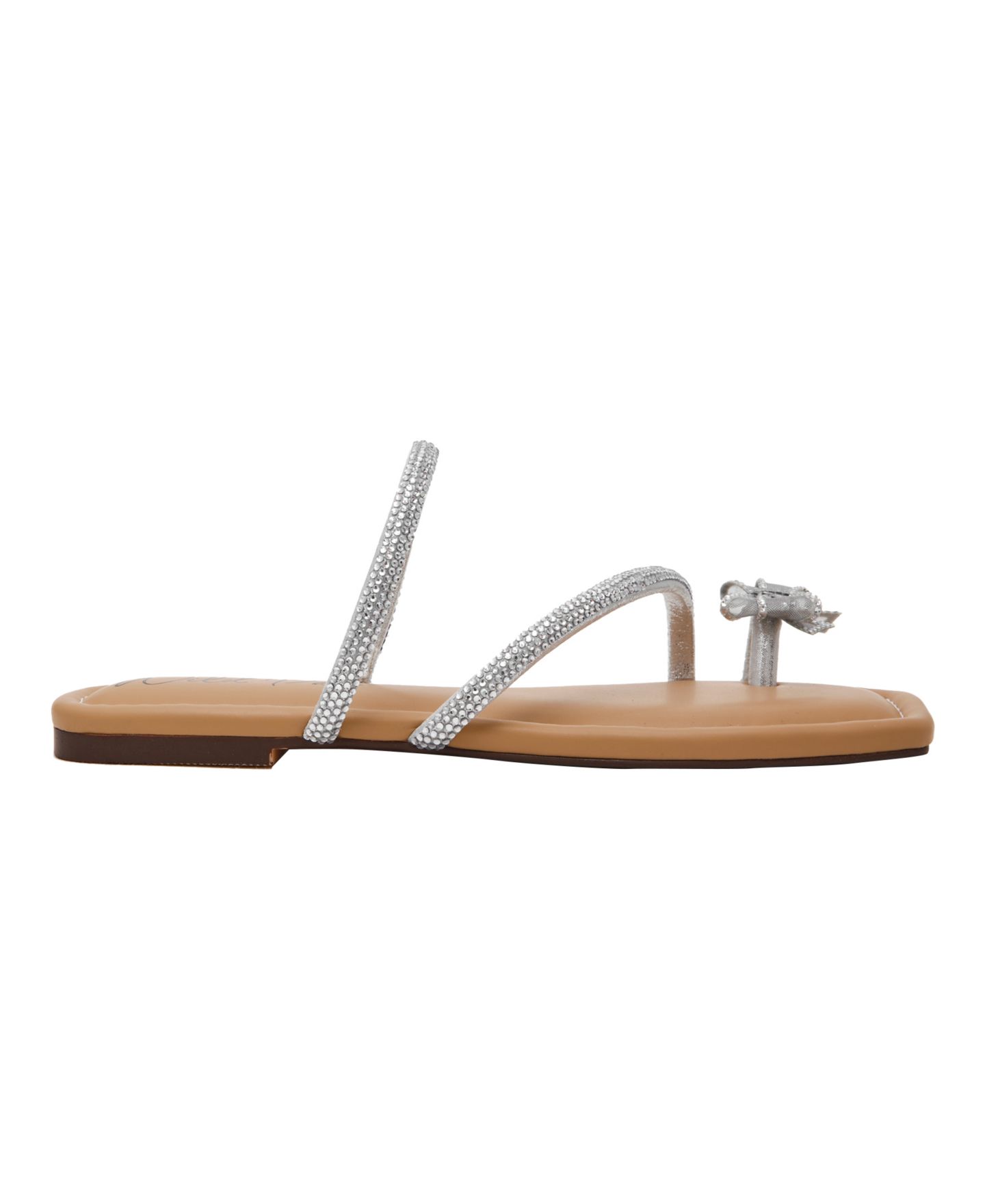 Женские сандалии Wild Pair Eliana Rhinestone Bow Flat, цвет: Серебряный металлик — фото 2