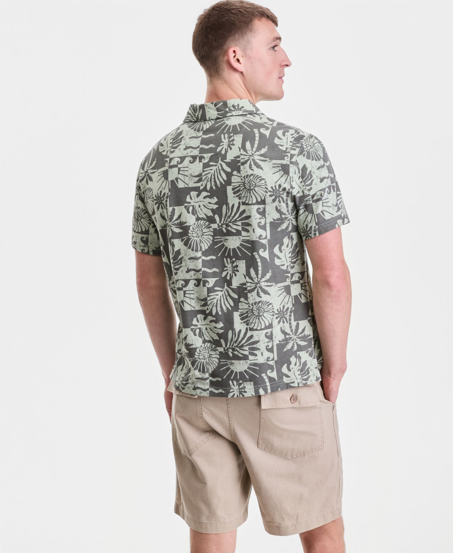 Men's Cotton Palm-Print Polo Shirt