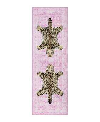 Leopard Medallion Finely Soft Washable Runner Rug, 24" x 72"