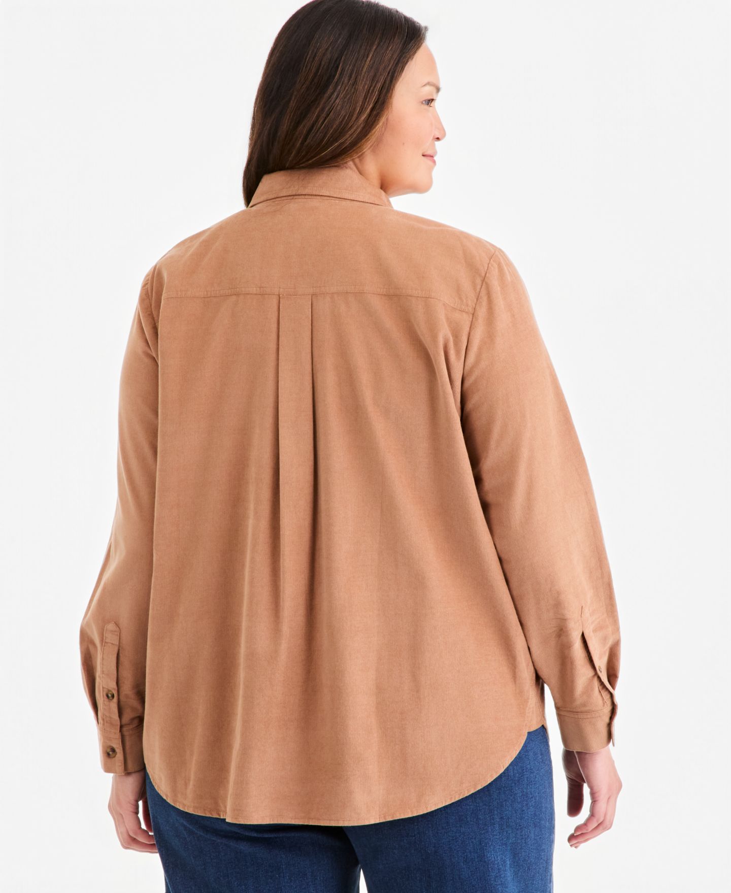 Женская рубашка Style & Co Plus Size Long-Sleeve Corduroy Overshirt, цвет: Beechwood — фото 4
