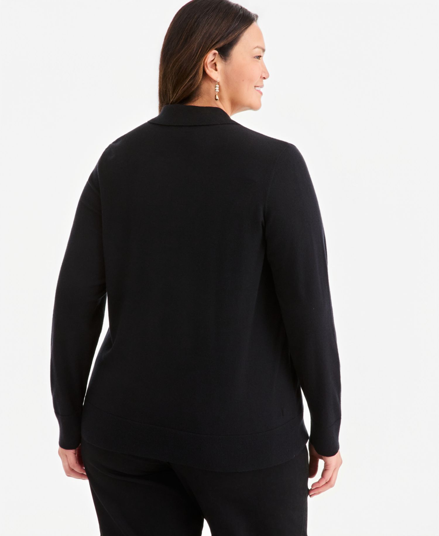 Plus Size Long-Sleeve Polo Sweater