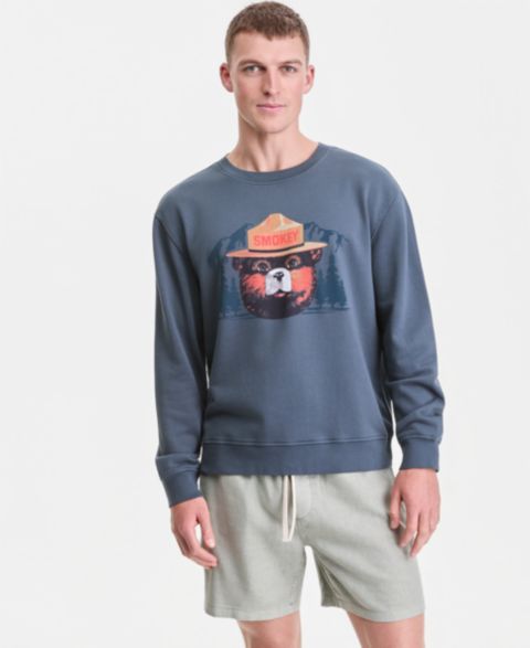 Мужской свитшот Sun + Stone Ranger Smokey the Bear Fleece, цвет: Зелёный