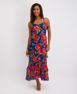 chinese dress ladies Siena Cotton-Blend Midi Dress in Emma Spot Black main image 1