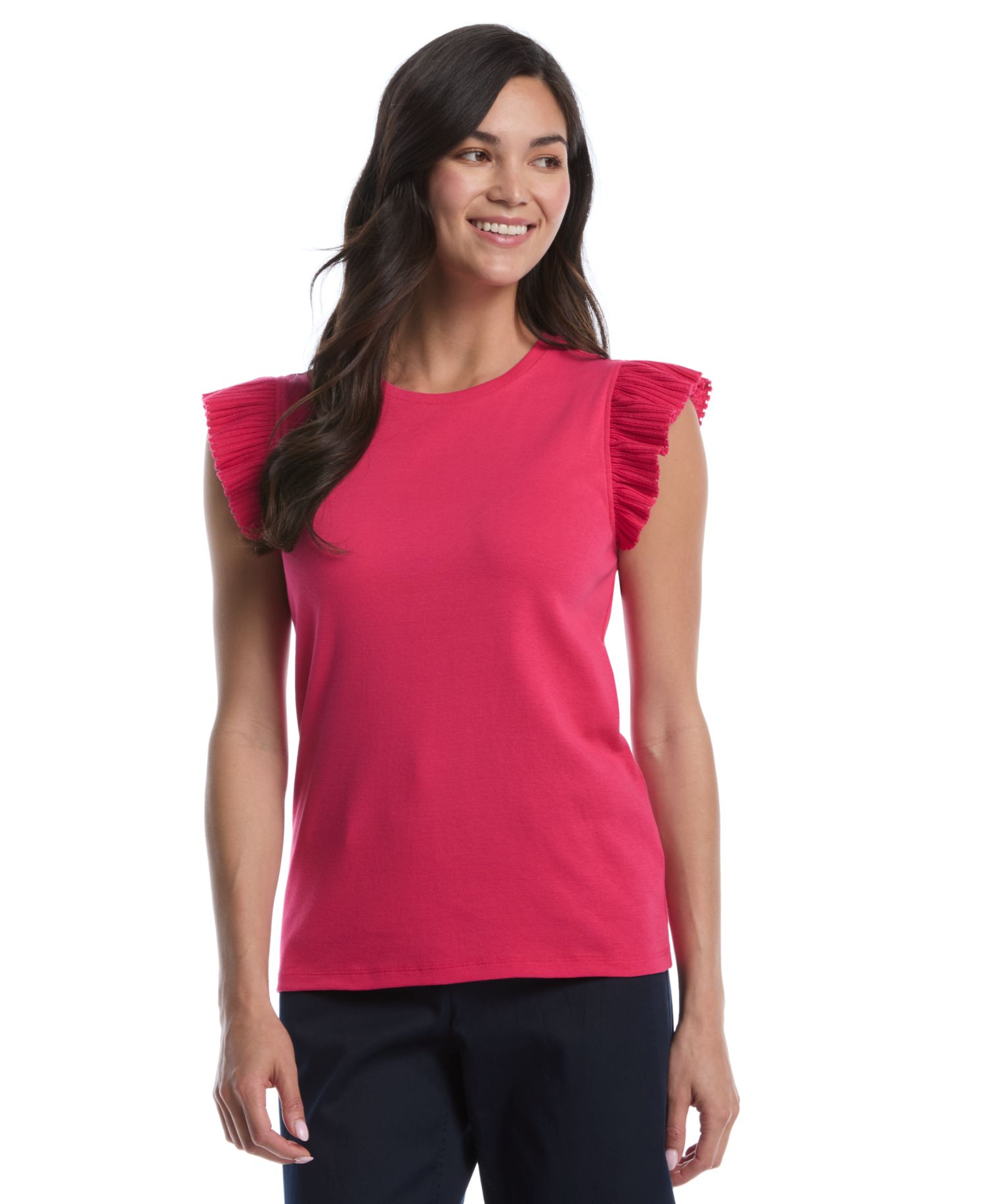 Petite Ruffle Cap-Sleeve Top