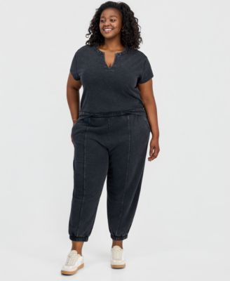 Trendy Plus Size French Terry Balloon Jogger Pants