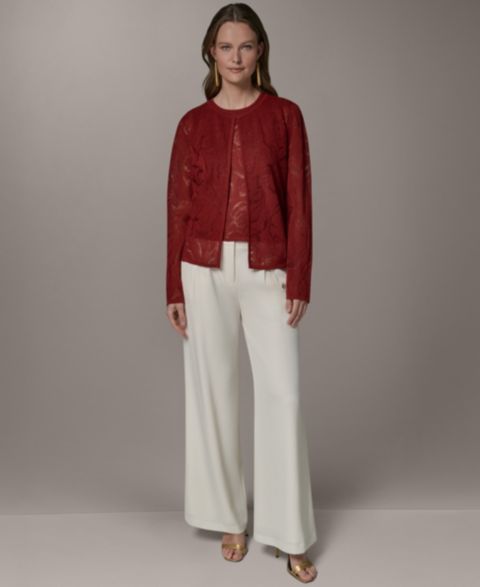 Женские кардиганы Donna Karan New York Women's Crewneck Novelty Cardigan