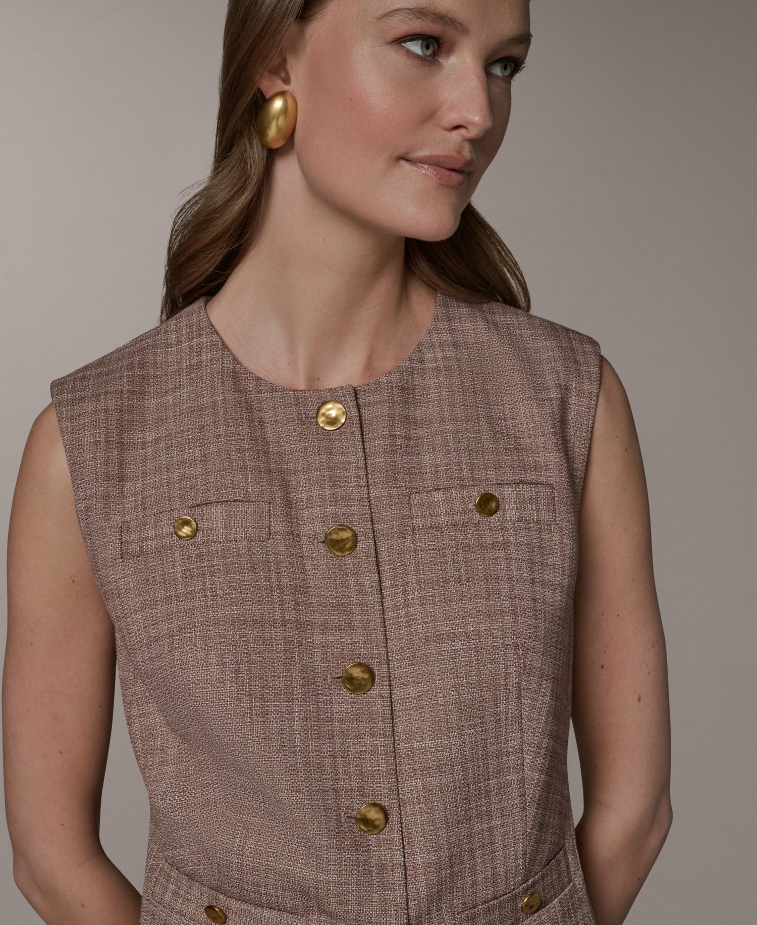 Women's Crewneck Button-Front Vest