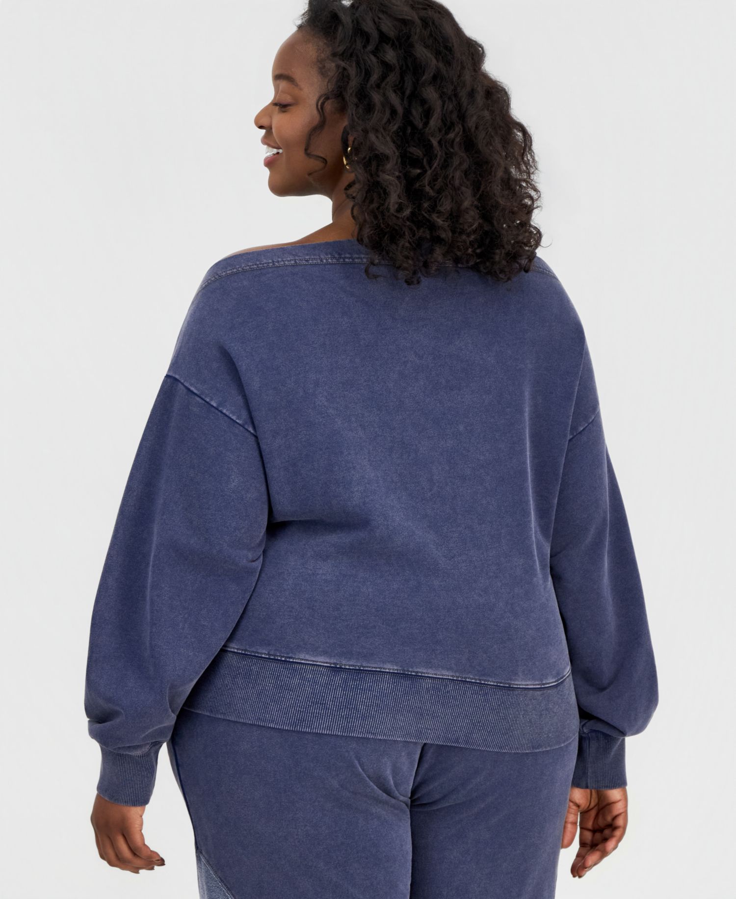 Trendy Plus Size French Terry Off-The-Shoulder Sweatshirt