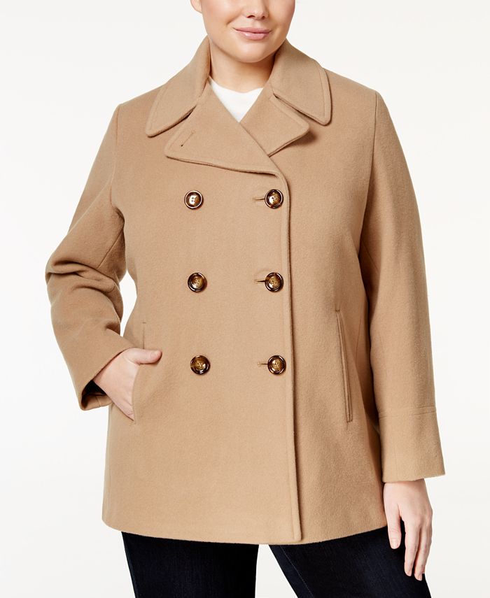 Calvin Klein Plus Size Wool-Cashmere-Blend Peacoat, Created for Macy's &  Reviews - Coats & Jackets - Women - Macy's