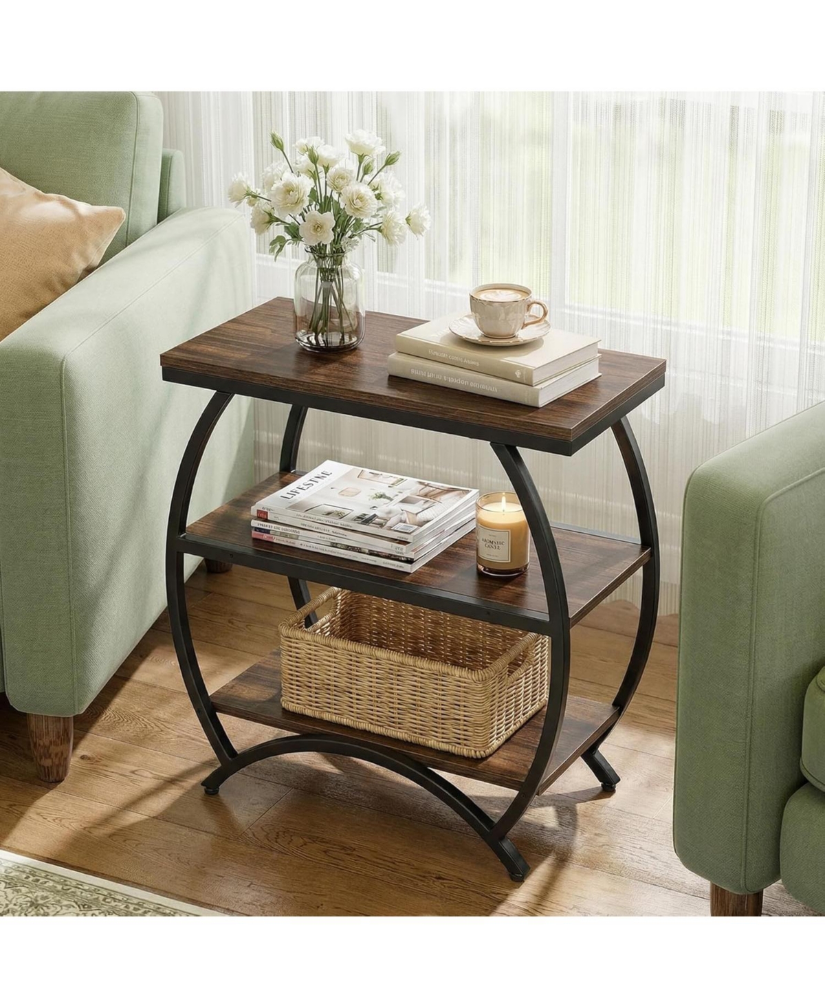 Tribesigns 3-Tier End Table for Living Room, Narrow Couch Side Table, Small Bedside Nightstand