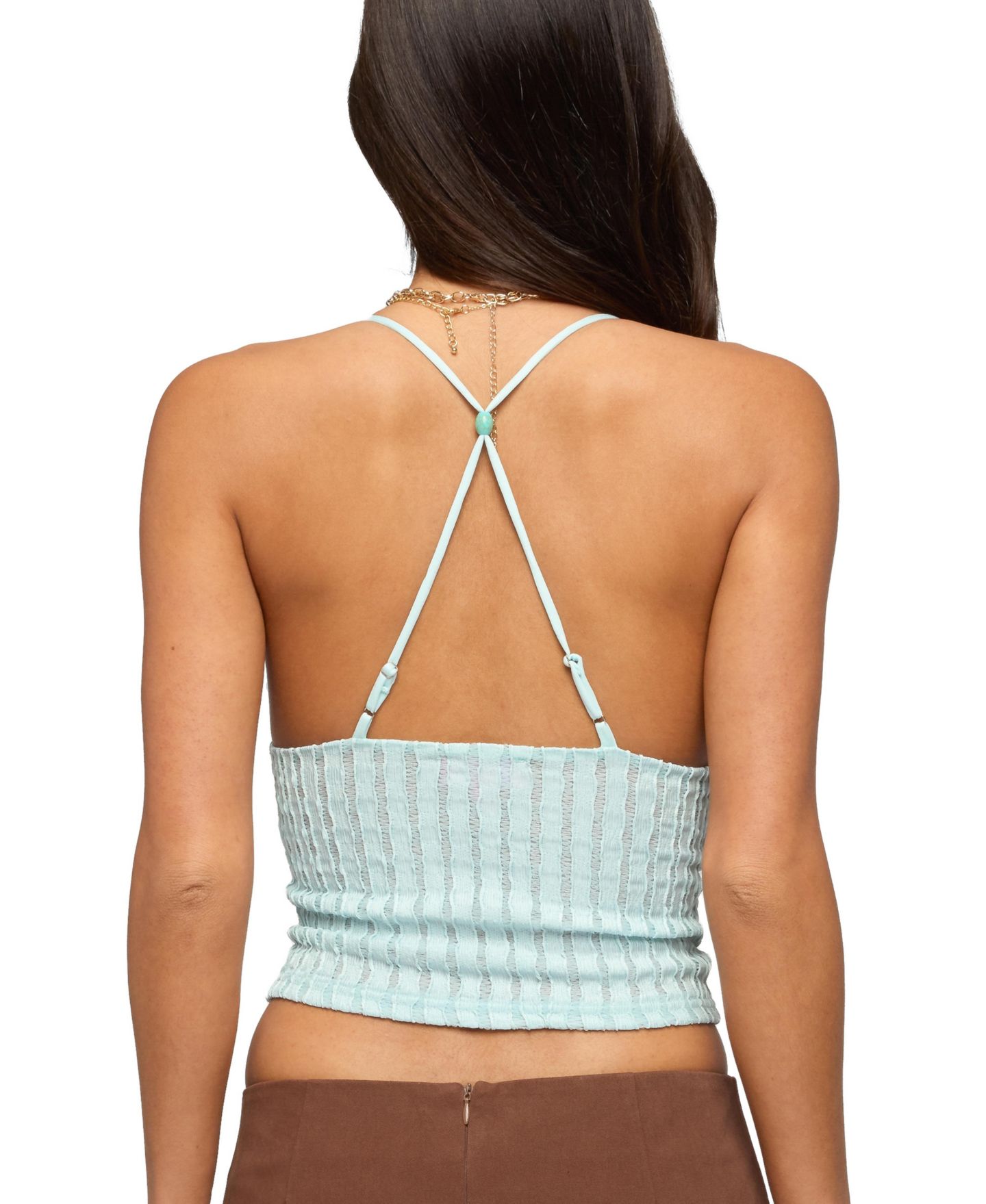 Женский топ Edikted Alitah Bead Textured, цвет: Светлый синий — фото 2