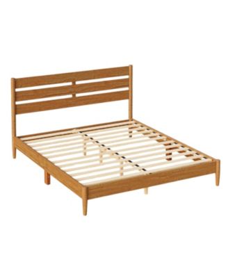 Platform Bed Frame with LED Headboard Charging Ports