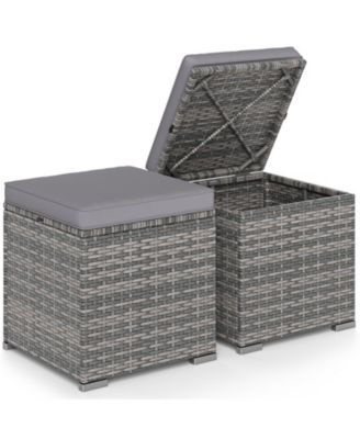 2 Pieces Patio Ottoman with Hidden Storage Space