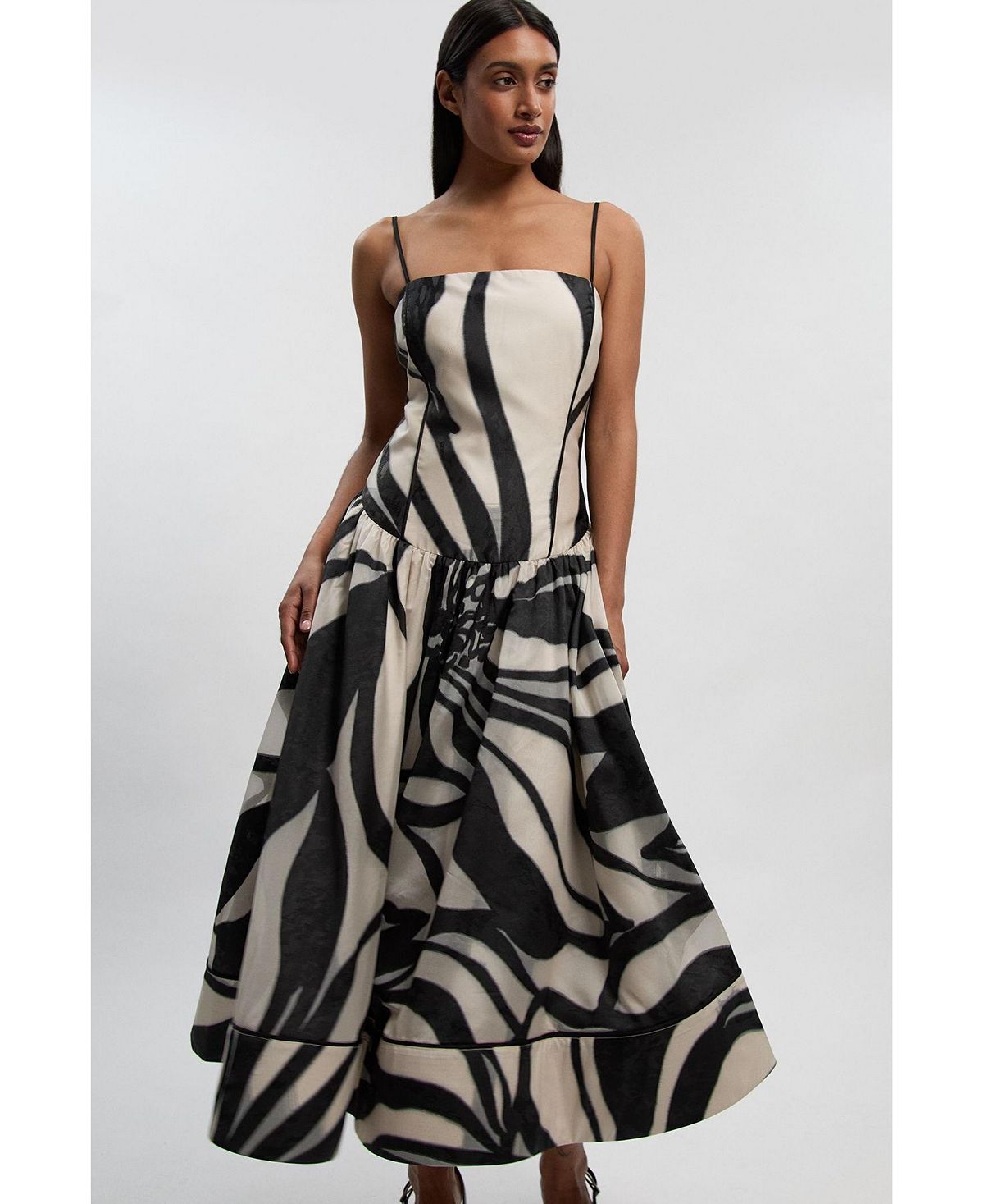 Karen Millen Women's Floral Jacquard Maxi Prom Dress view 4 — MAYCSS fashion products