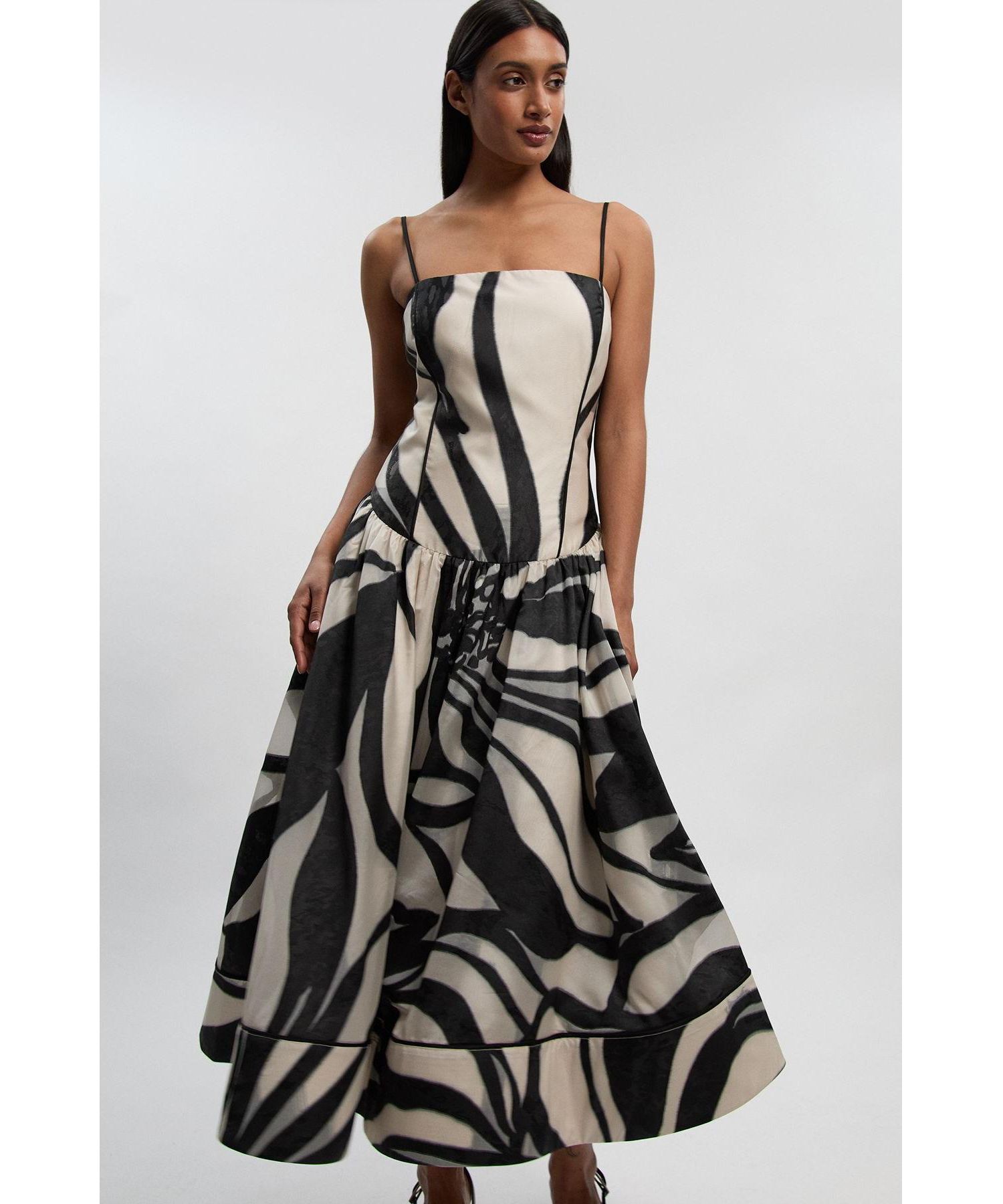 Women's Floral Jacquard Maxi Prom Dress