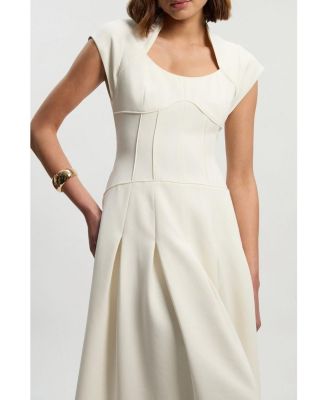 karen millen drop waist dress Karen Millen Plus Size Compact Stretch Dropped Waist Full Skirted Midi Dress in Mint