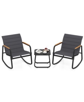 3 Piece Outdoor Rocking Bistro Set with Porch Rocker Chairs