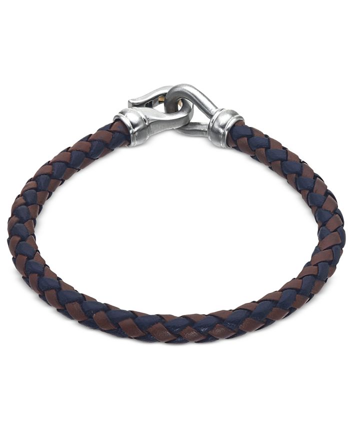 Esquire Men s Jewelry Woven Black and Brown Leather Bracelet in