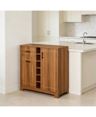 Storage Cabinet with 6-Bottle Wine Rack Kitchen Sideboard Entryway Cabinet for Dining Room Buffet
