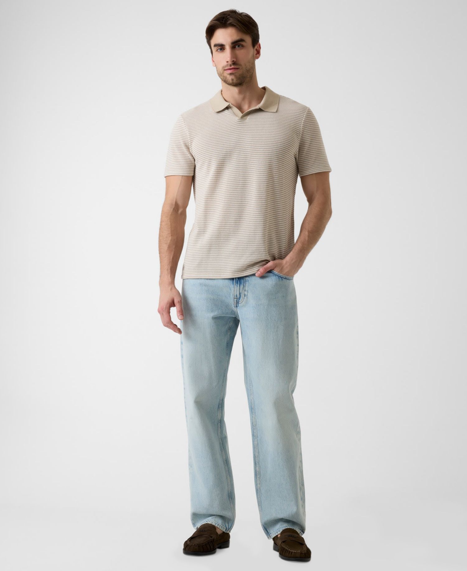 Men's Hunter Stripe Knit Short-Sleeve Polo Shirt