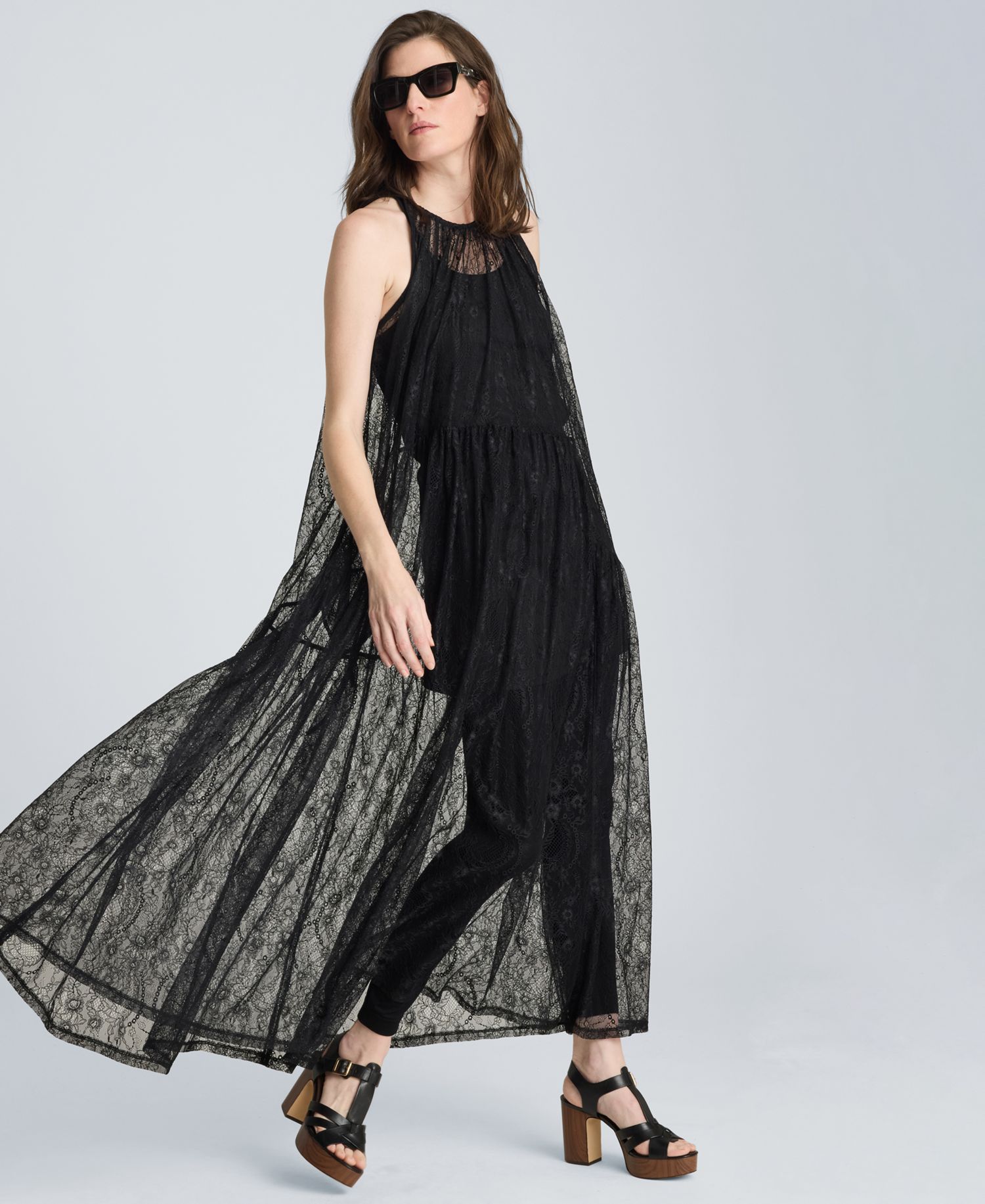 Women's Lace Halter Neck Maxi Dress