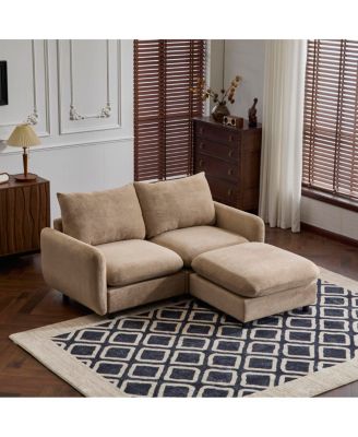  Modular Sectional Sofa with Solid Wood Frame & Ottoman