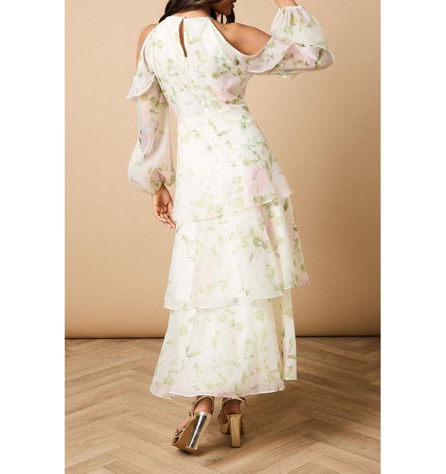 Женское платье Oasis Organza Cold Shoulder Midi — фото 8