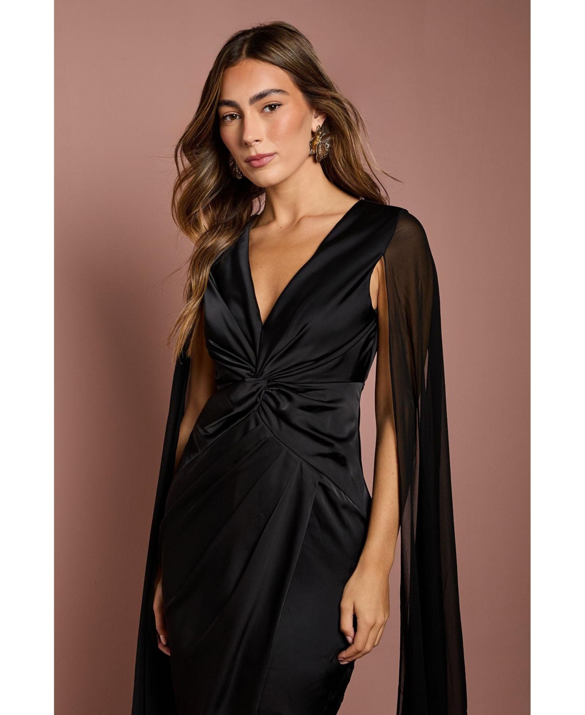 Coast Women's Satin Cape Sleeve Maxi Dress