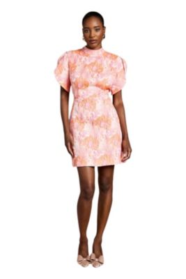 Women's Puff Sleeve Jacquard Mini Dress