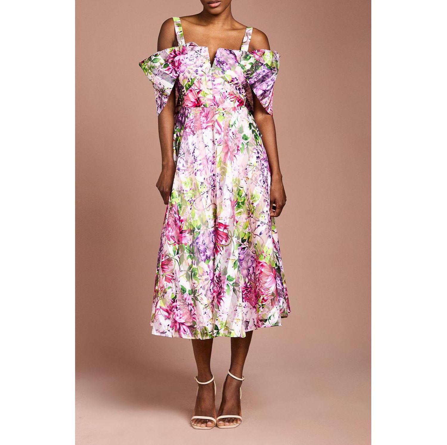 Women's Organza Bardot Midi Dress
