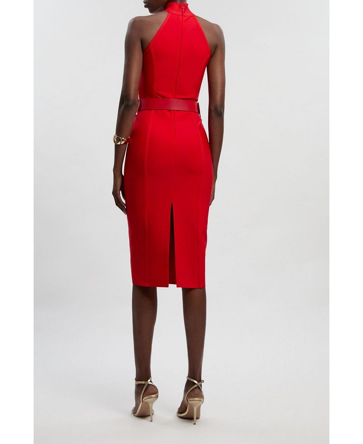 Karen Millen Women's Bandage High Neck Buckle Trim Midi Dress view 6 — MAYCSS fashion products