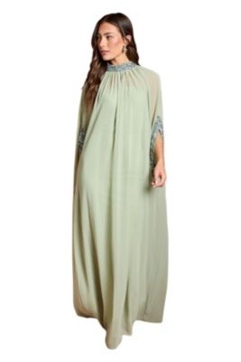 Women's Chiffon Cape Style Sequin Maxi Dress