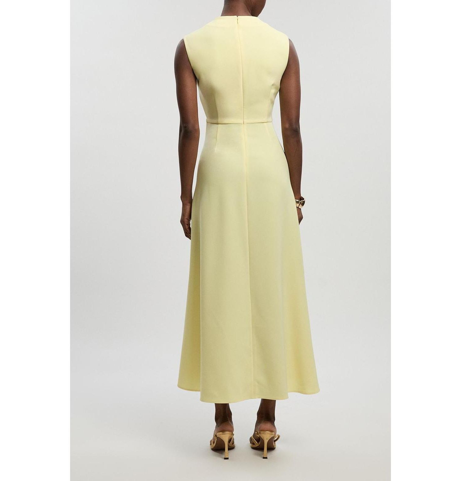 Women's Tailored Drape Neck Midi Dress