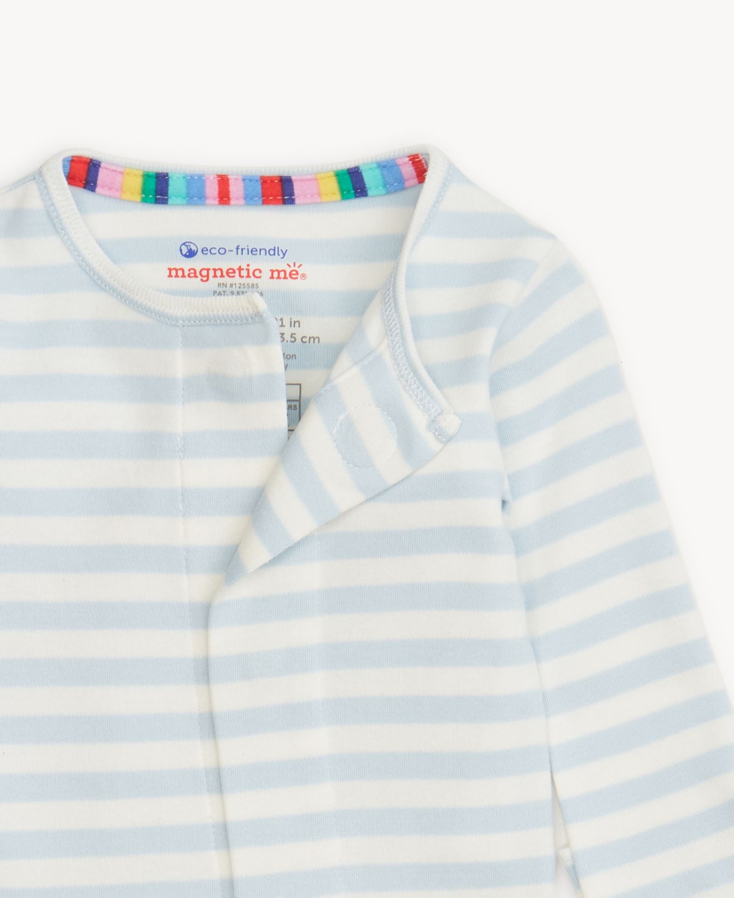 Комбинезон Magnetic Me Long-Sleeve Striped Coverall для малышей, цвет: Синий полосатый / Белый — фото 4