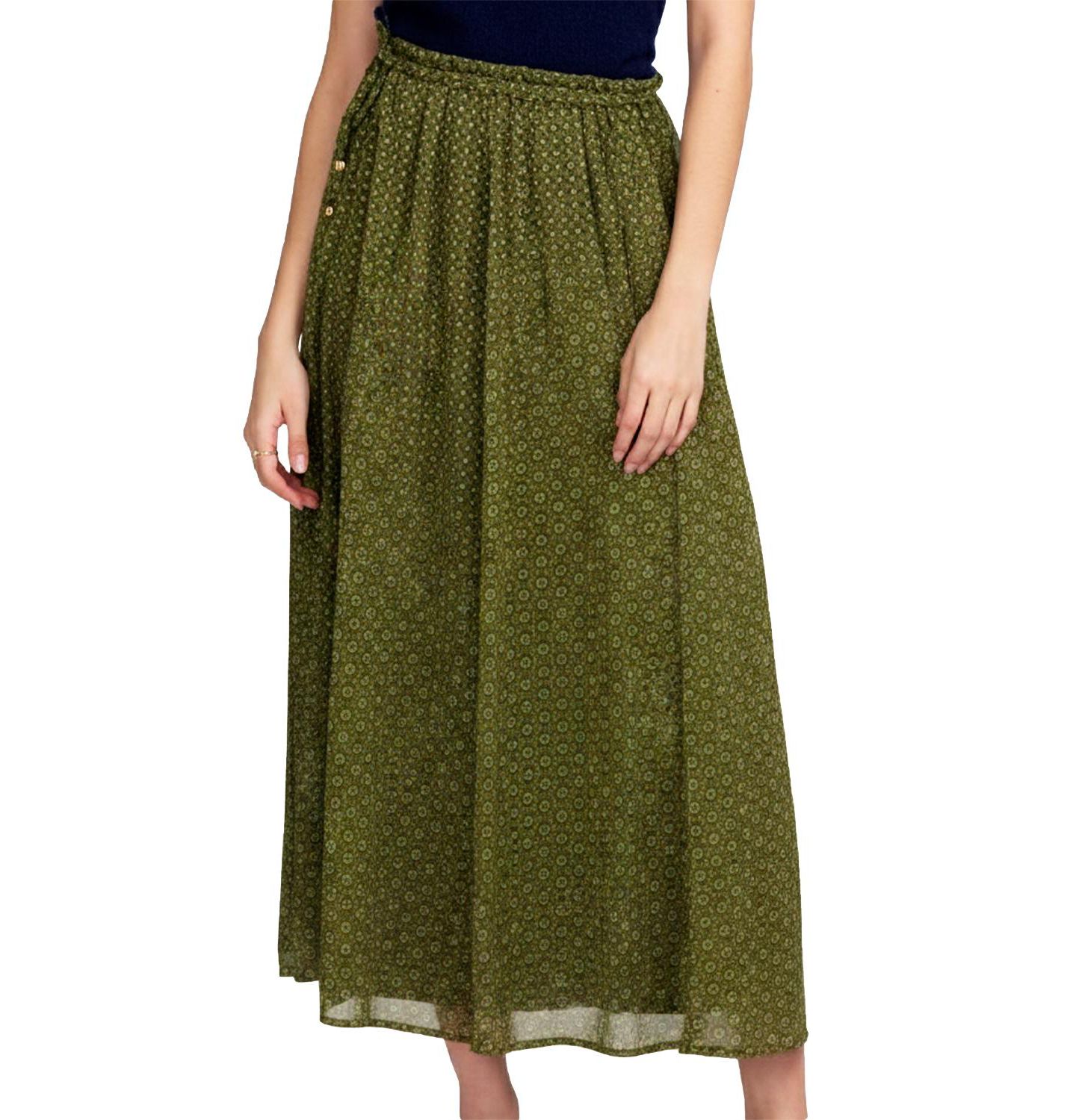 Женская юбка ELLE Collection Printed Chiffon, цвет: Зелёный разноцветный — фото 1