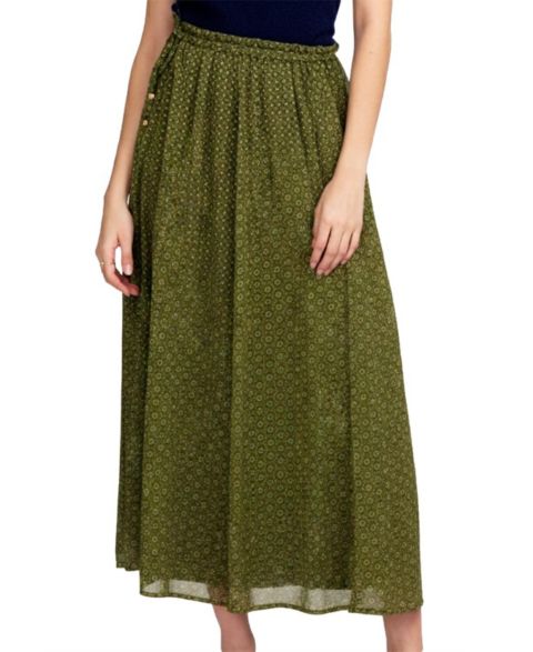 Женская юбка ELLE Collection Printed Chiffon, цвет: Зелёный разноцветный