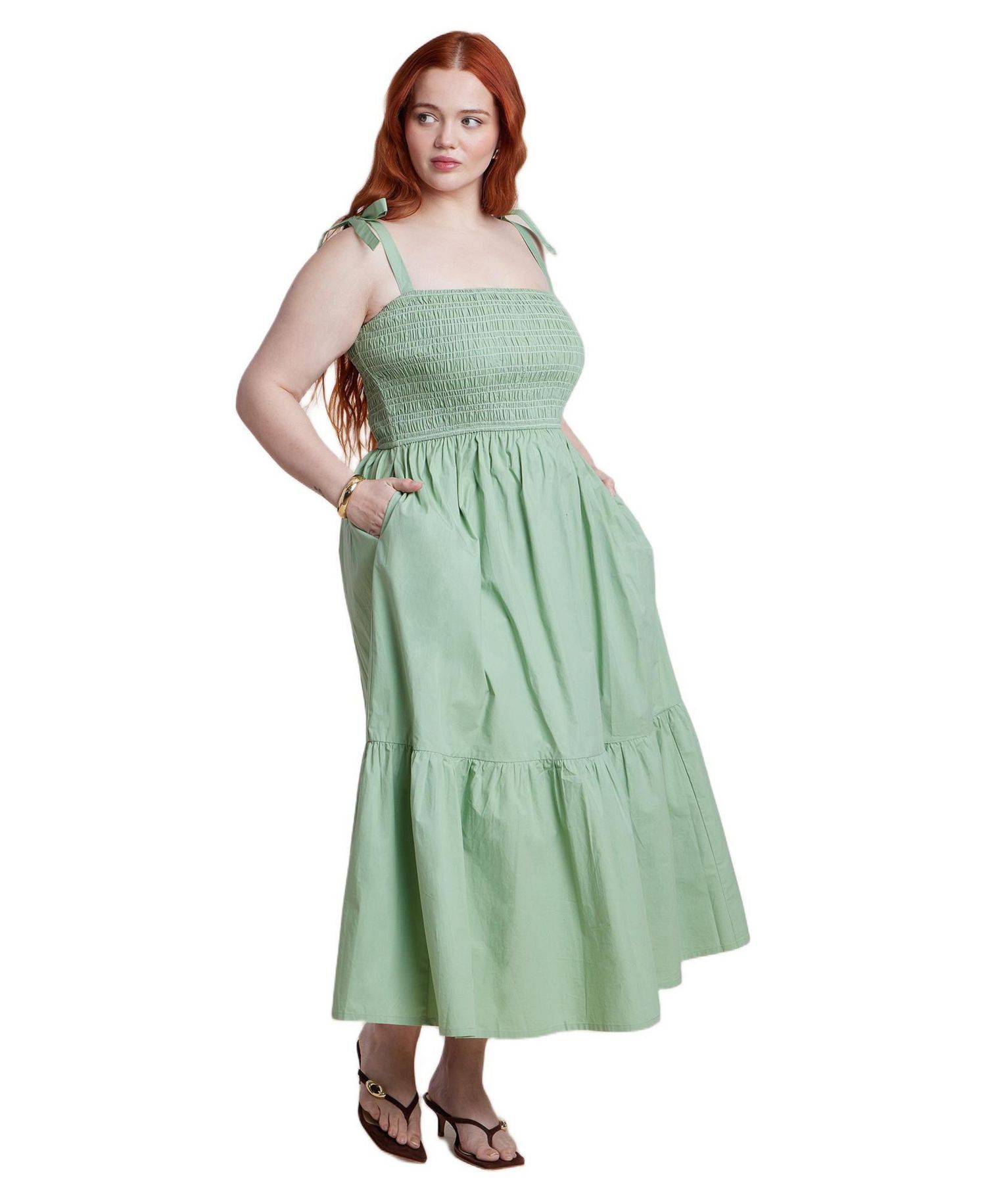 Women's Plus Size Smocked Bodice Maxi Dress