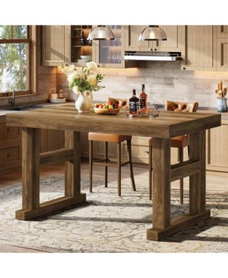 63" Counter Height Bar Table, Industrial Bar Dining Table for 4-6, Kitchen Island Pub Table for Home Bar, Dining Room
