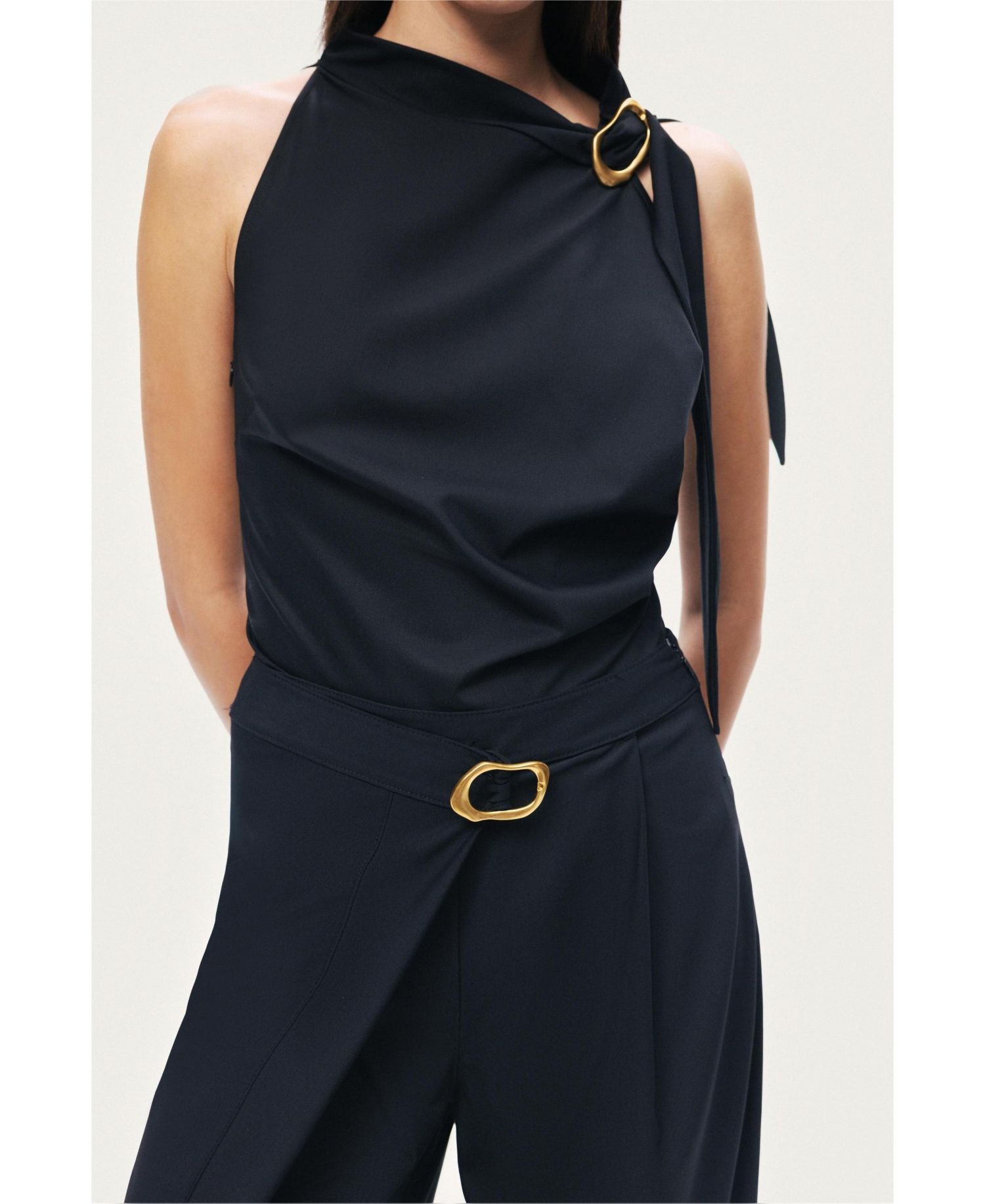 Women's Asymmetric Buckle Detail Pants