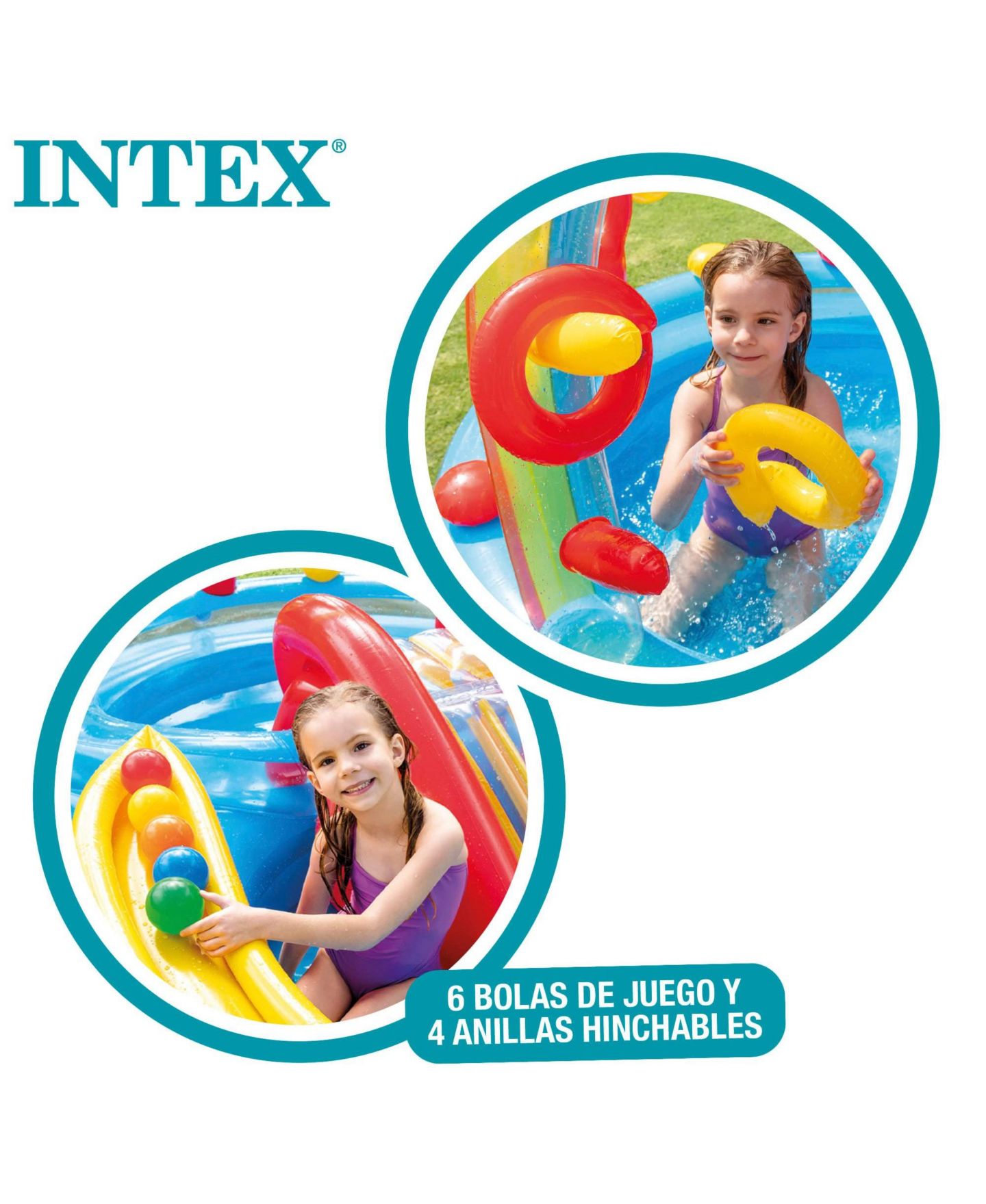 Детские игрушки GNUADZ Inflatable Water Slide Ring Toss Pool, Ages 2+, цвет: Разноцветный — фото 4