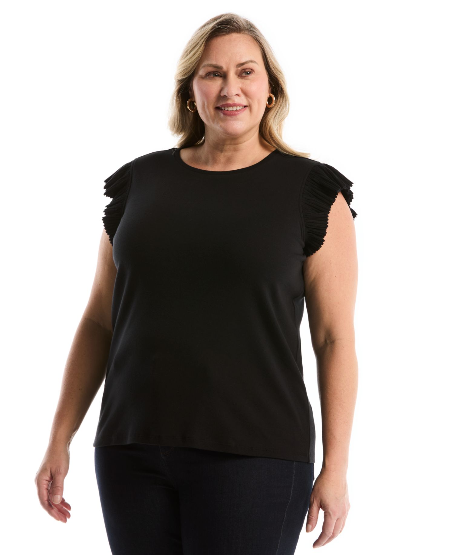 Plus Size Ruffle Cap-Sleeve Top