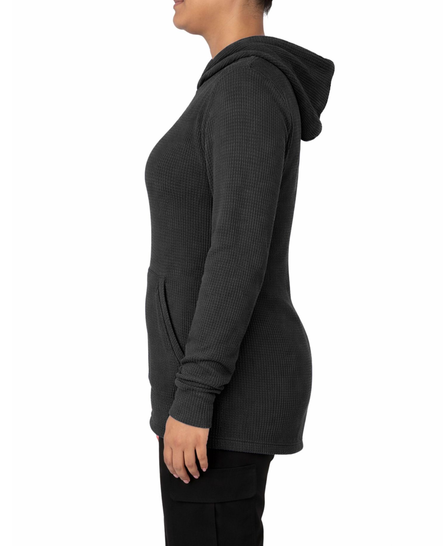 Women's Loose Fit Waffle Knit Thermal Pullover Hoodie