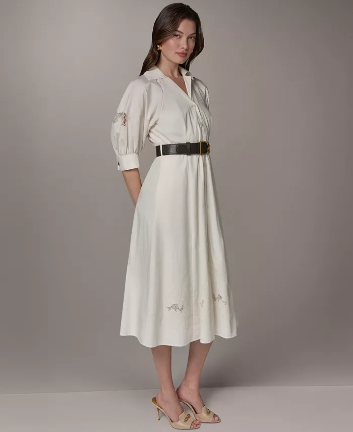 Women's Collared Belted Shirt-Dress - thumbnail 2