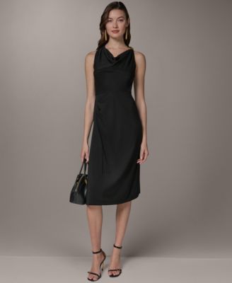 black semi formal dress for women Long Black/Rose Semi Formal Dress V Neck Wide Straps Glitter Black/Rose / 2XL main image 1