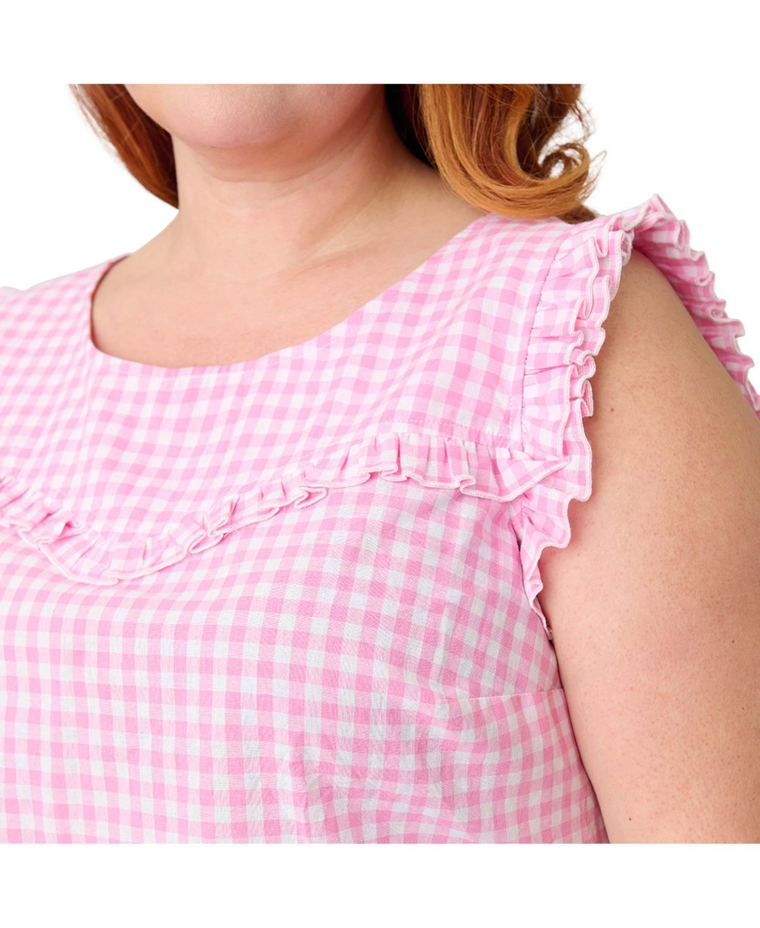 Women's Plus Size 1960s Ruffle Cotton Blouse