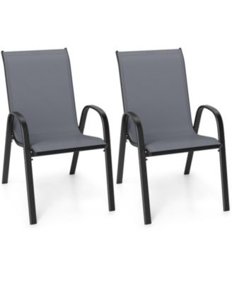 Stackable Patio Dining Chairs Set of 2 with Steel Frame