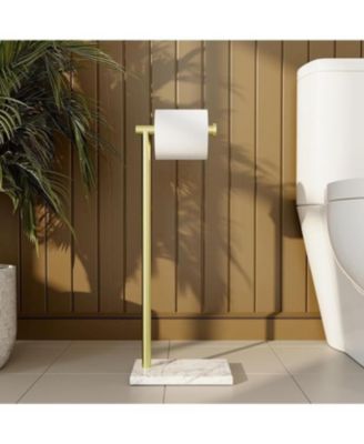 Marble Gold Toilet Paper Holder Stand, Bathroom Free Standing Toilet Paper Holder SUS304 Stainless Steel