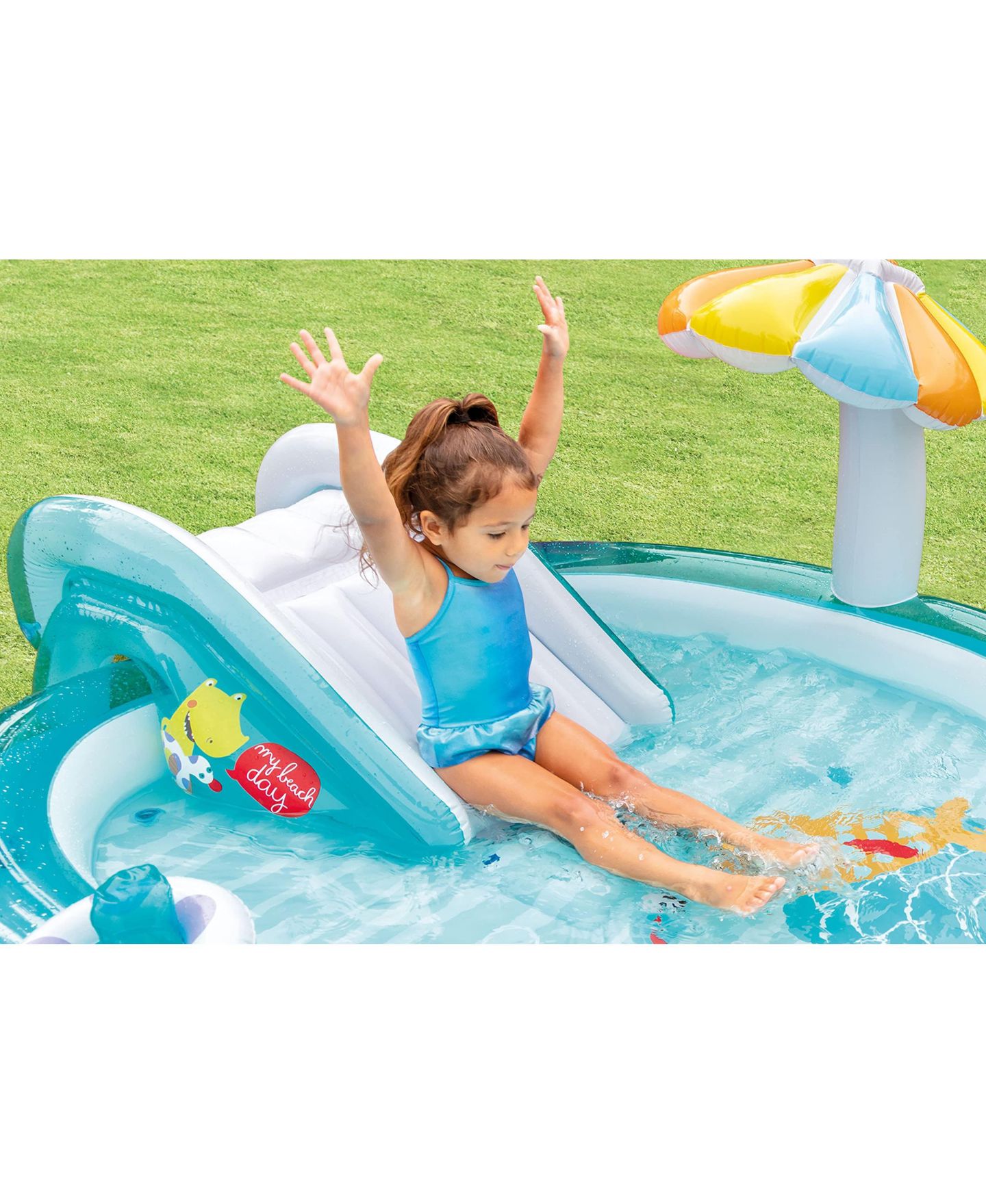 Детская игрушка GNUADZ Gator 79" x 67" x 33" PVC Inflatable Water Slide Kiddie Pool, 42-Gallon Capacity, Ages 2+, цвет: Разноцветный — фото 4