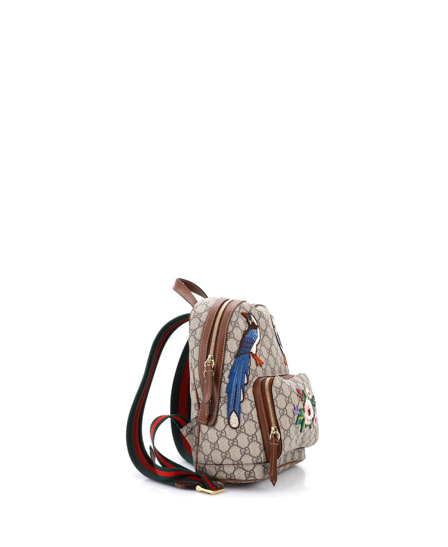 Small Zip Pocket Backpack Embroidered GG Coated Canvas
