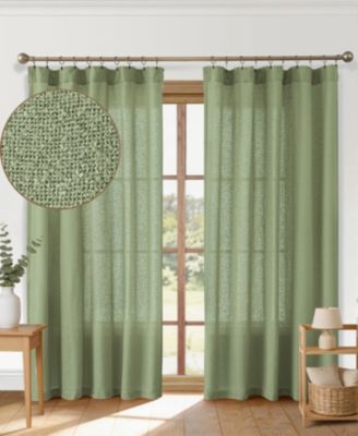 Boucle Semi-Sheer Back Tab Single Curtain Panel